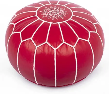 Red Leather pouf
