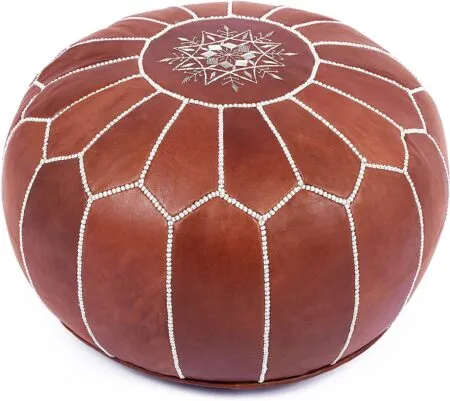 Pouf en cuir marron