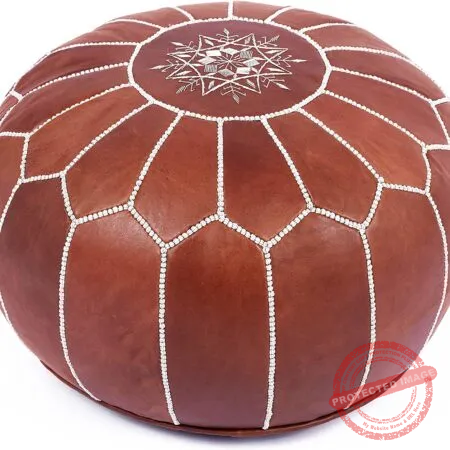 Pouf en cuir marron