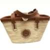 Straw and Leather Shopping Basket